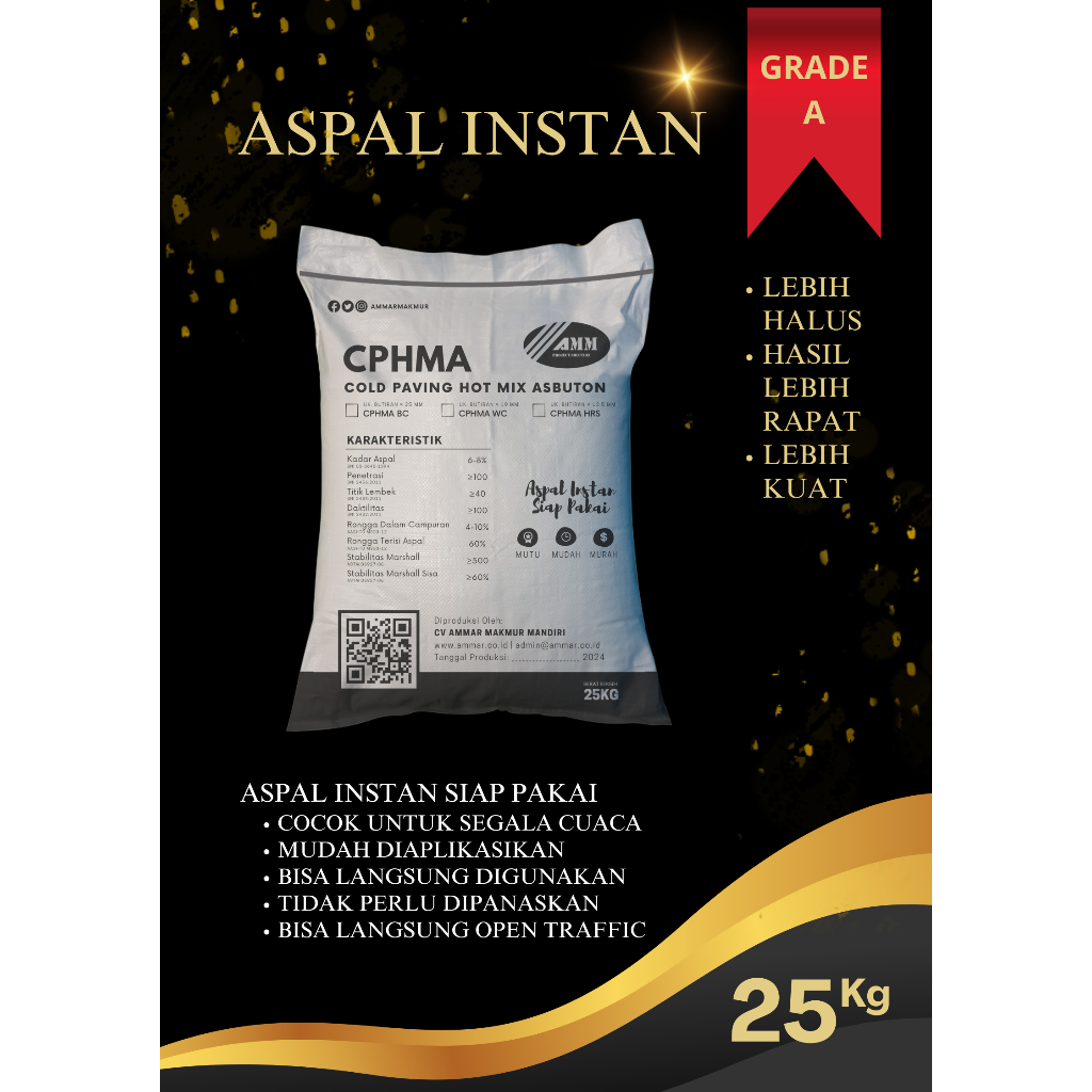 Aspal Instan Grade A, Agregat lebih halus, Menutup lubang lebih rapat dan Lebih kuat