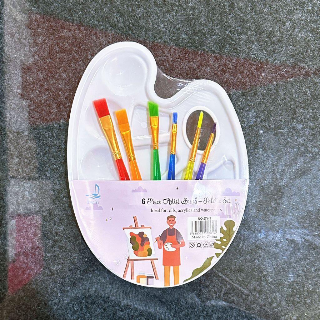 Set Kuas + Palet Lukis Dan Yi / Squeezy Art Brush + Palette Piring Cat Air [1 SET]