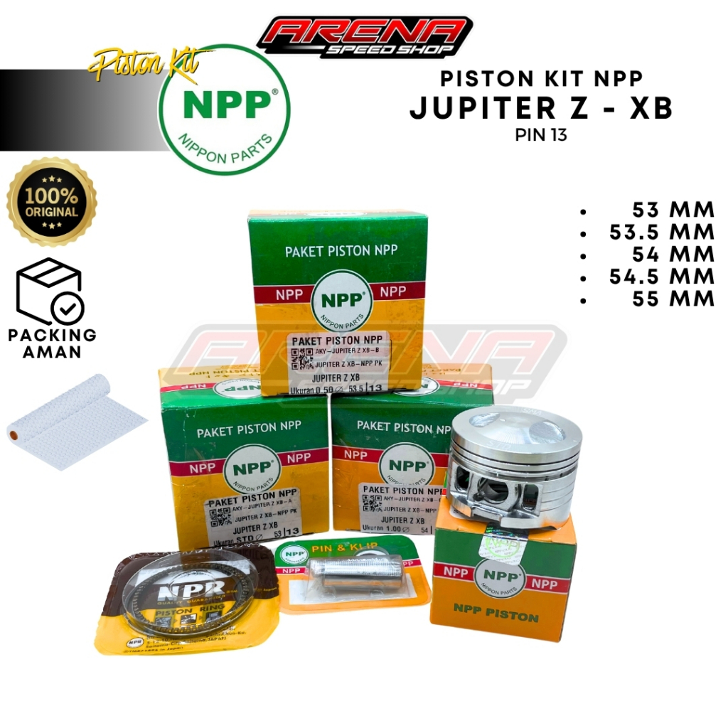 NPP Piston Kit NPP-53 Pin 13 - Seher Piston Yamaha Jupiter Z STD 53 53.5 54 54.5 55  Pen 13