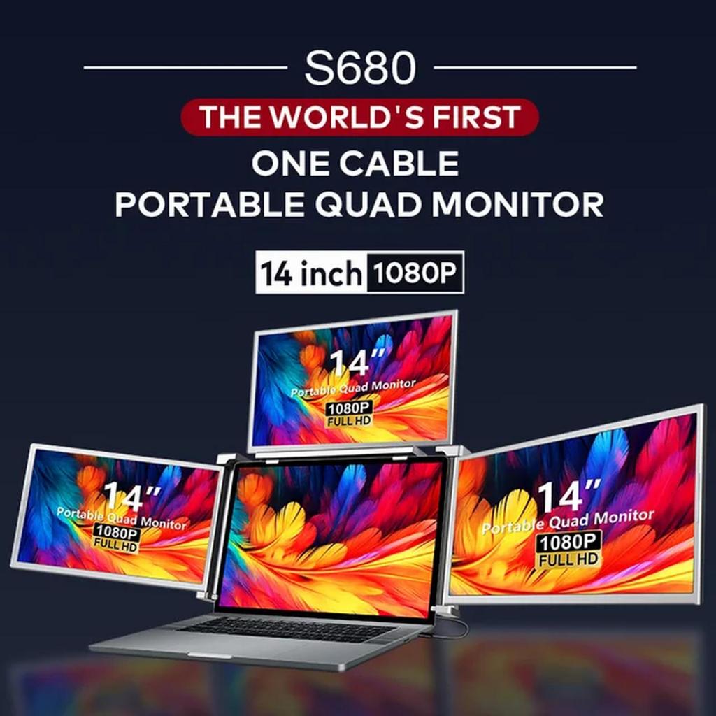 Portable monitor quad 14" 16 inch 1080p triple S680 14