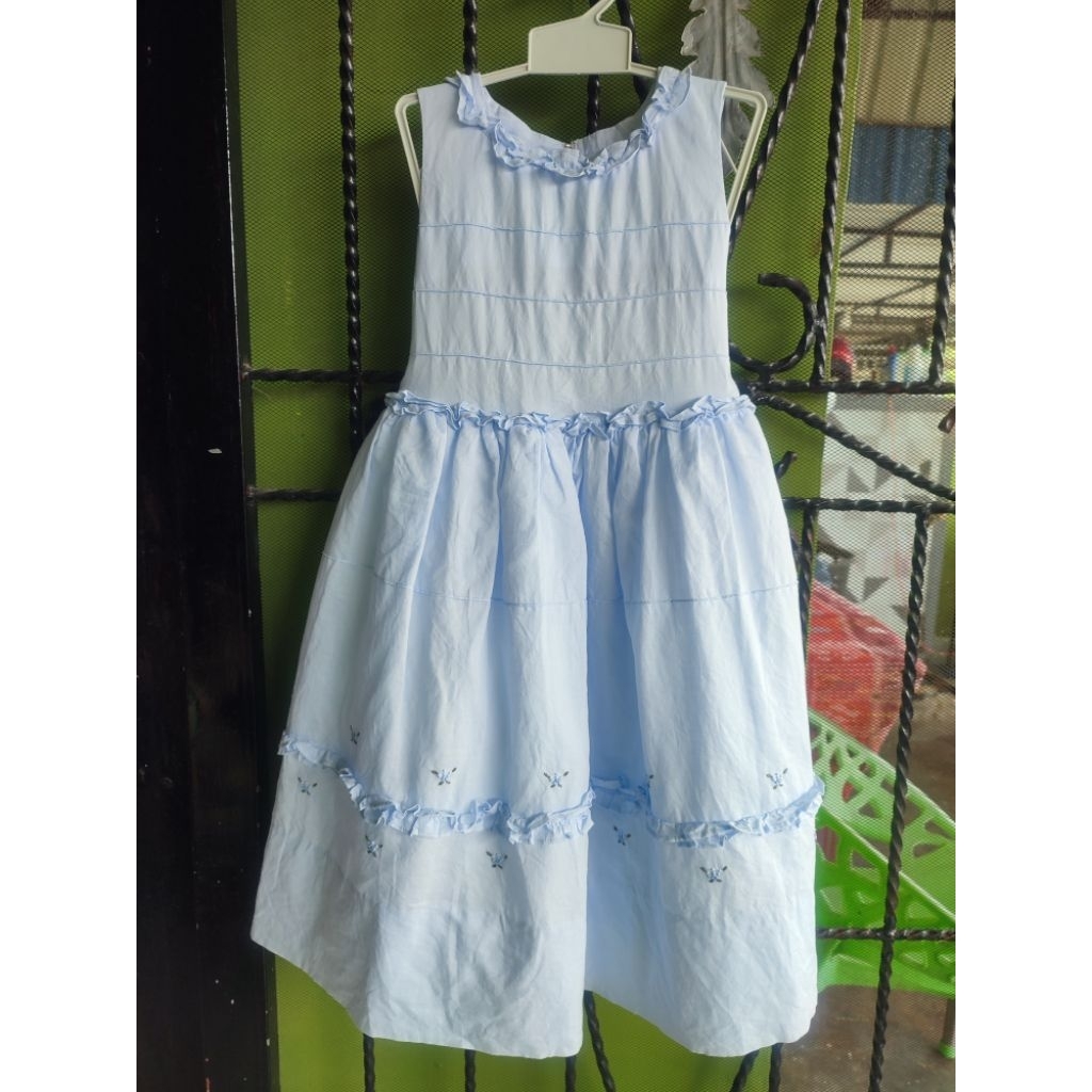 DRESS PESTA MEWAH ANAK SIZE 110 BIRU FROZEN / BLUE ICE