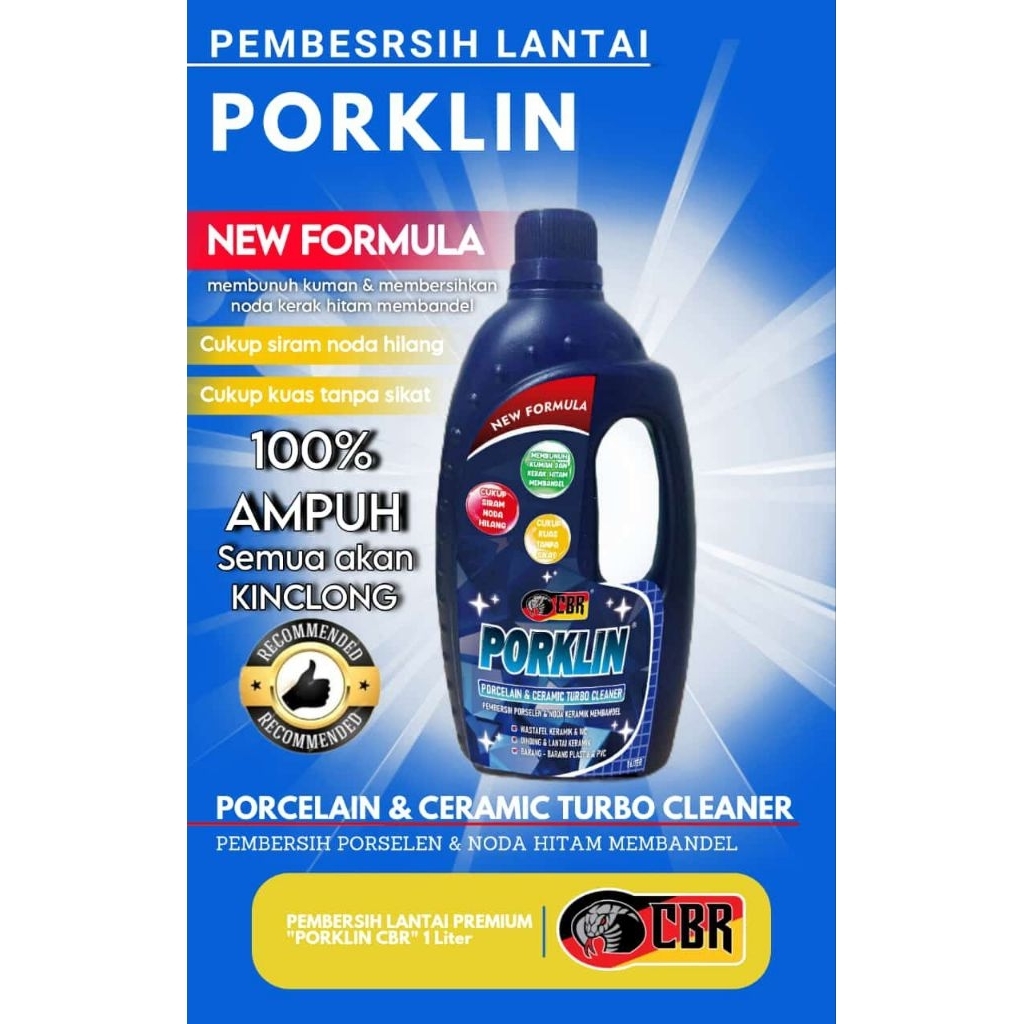 CBR Pembersih Lantai Porklin 1000ml / Pembersih Porselen Noda Kerak Hitam Lantai Keramik / Cairan Pe