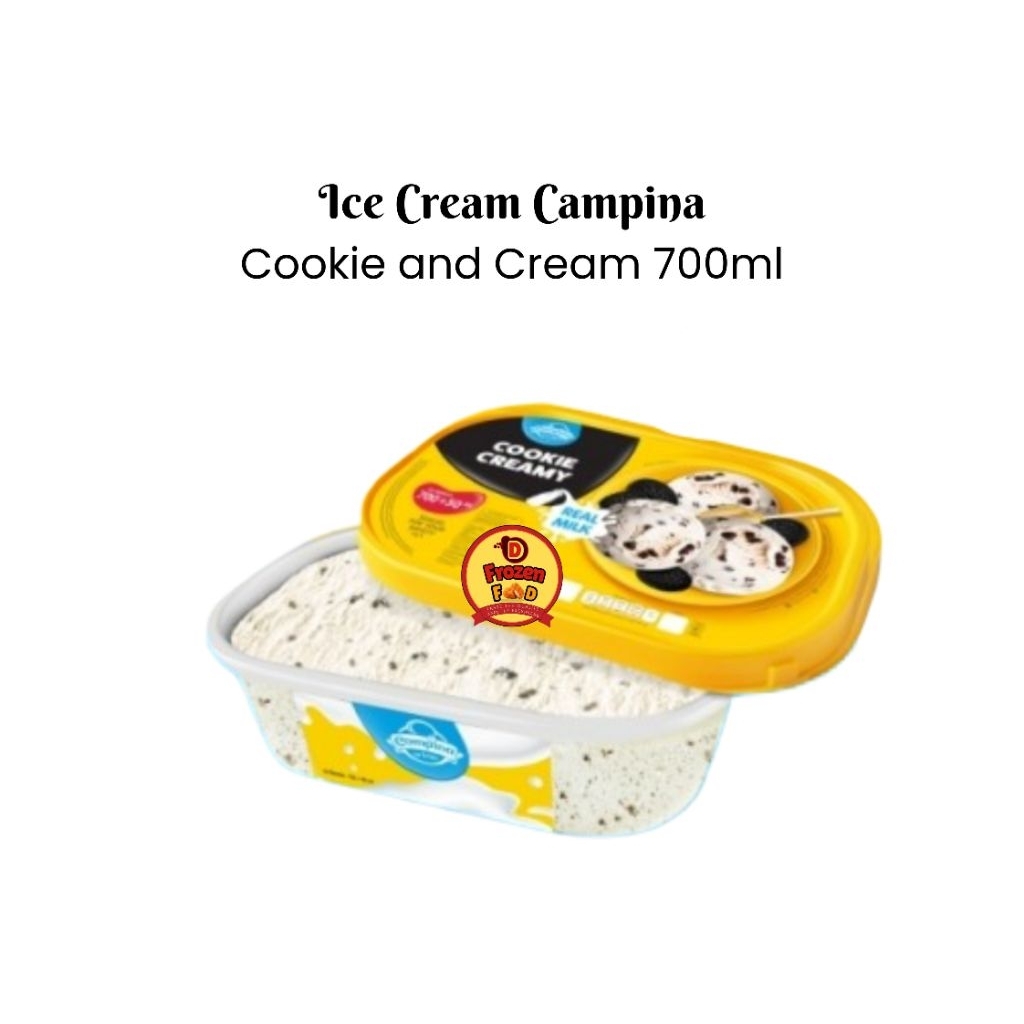 Es Krim Campina Cookie and Cream 700ml | es cream vanilla dicampur oreo