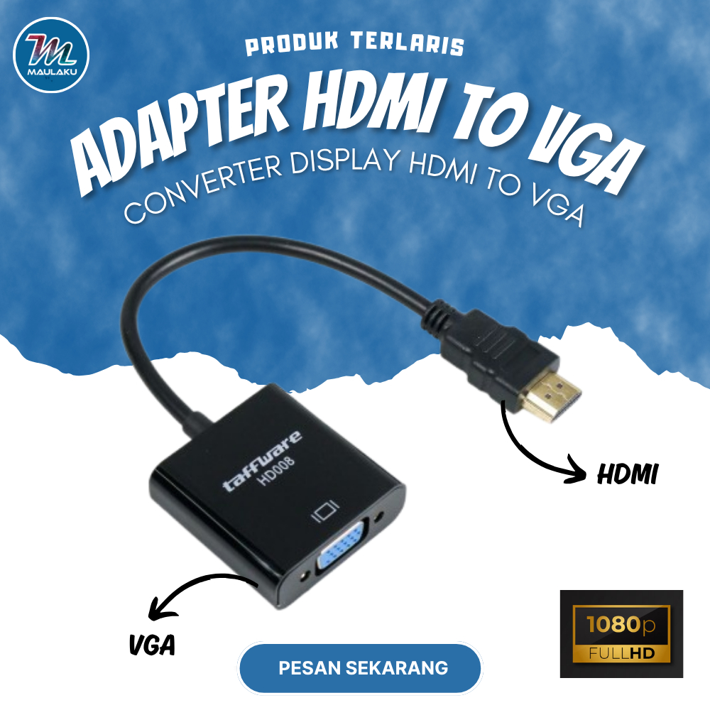 Kabel Adapter HDMI ke VGA Female For PC Laptop Monitor LCD