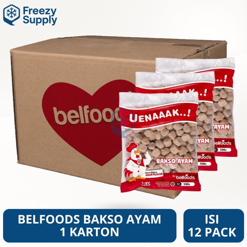 1 Ktn Belfoods Bakso Ayam 500 Gram - 50 butir Isi 12 Pack