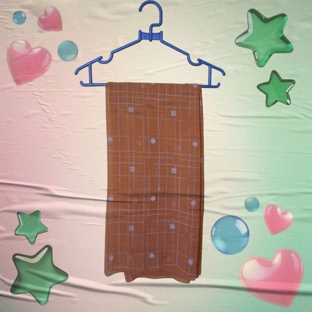 Preloved Hijab Segi Empat Paris Motif Warna Orange Oranye