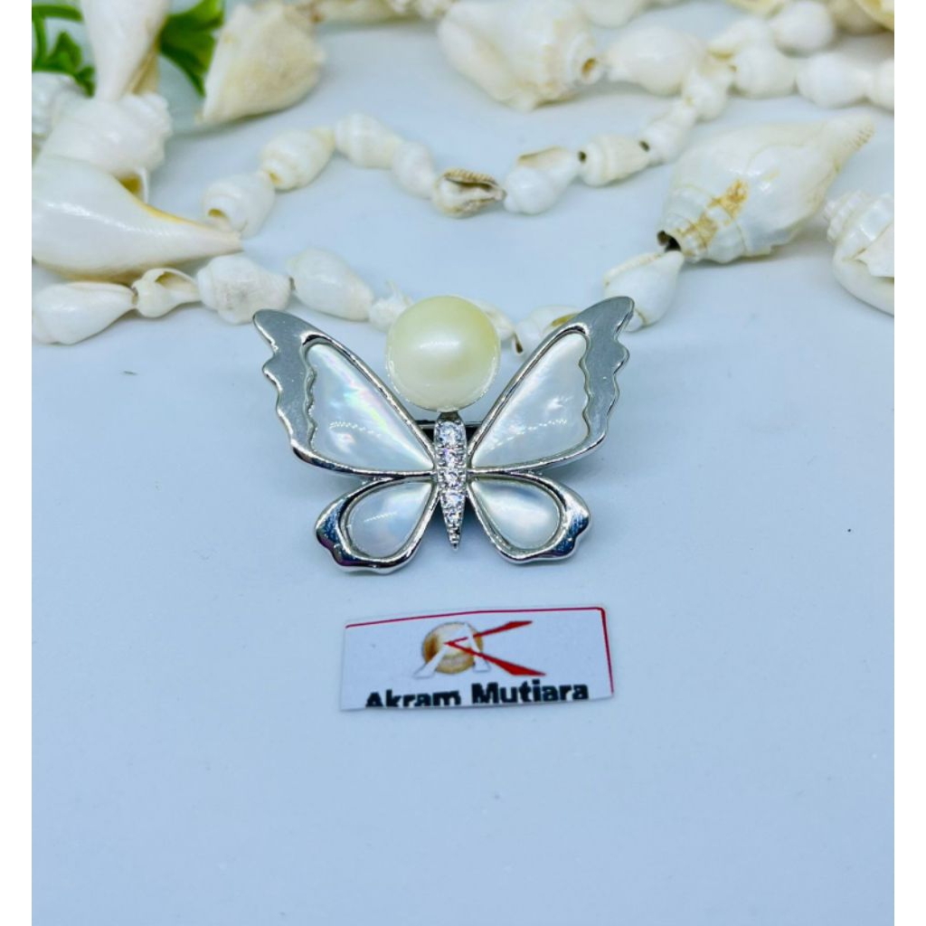 Bros hijab rhodium Mutiara air laut/bros Mutiara air laut lombok/bros hijab elegant