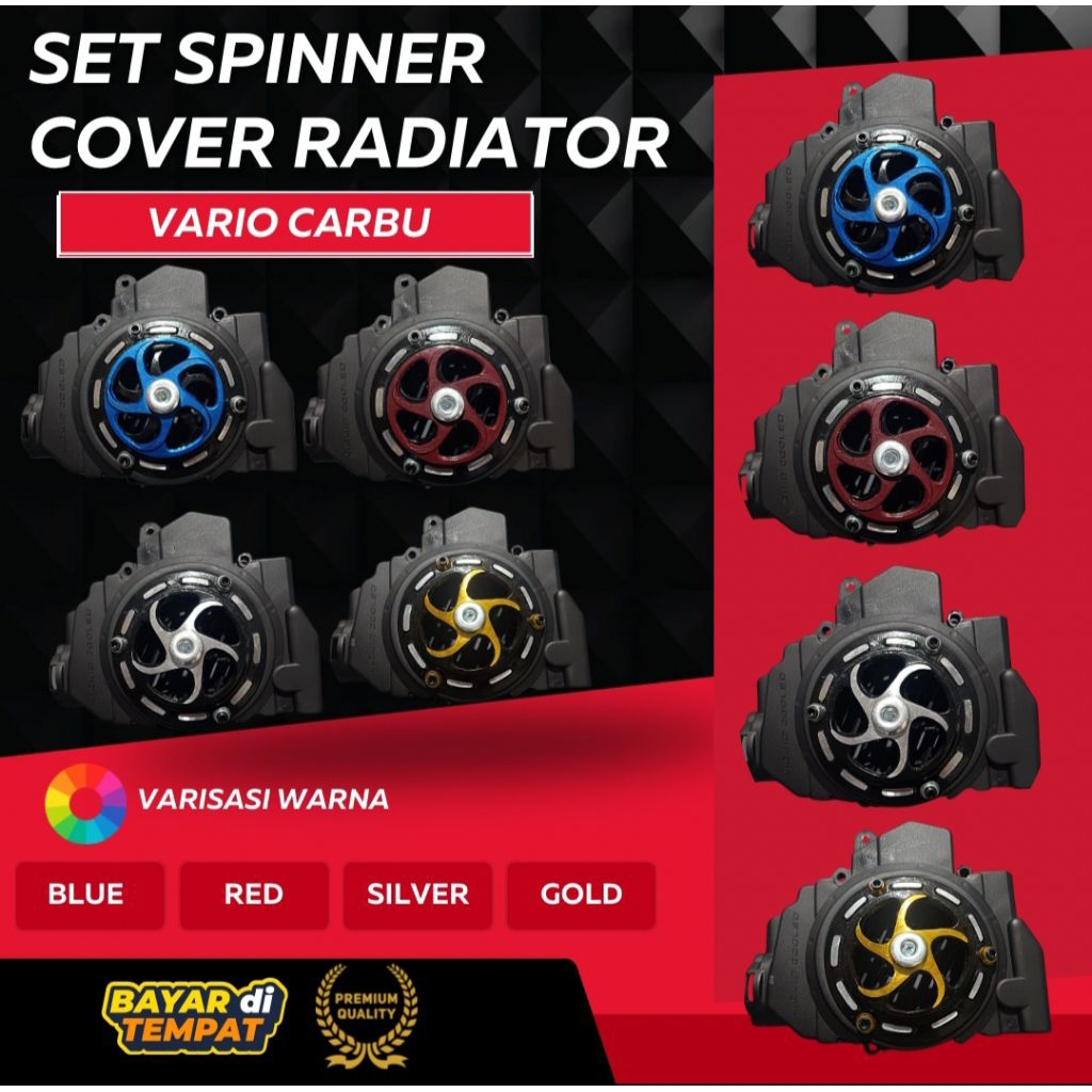 Tutup cover radiator set spiner alumunium Cnc Pnp honda vario 110 old karbu / vario 110 Techno vario