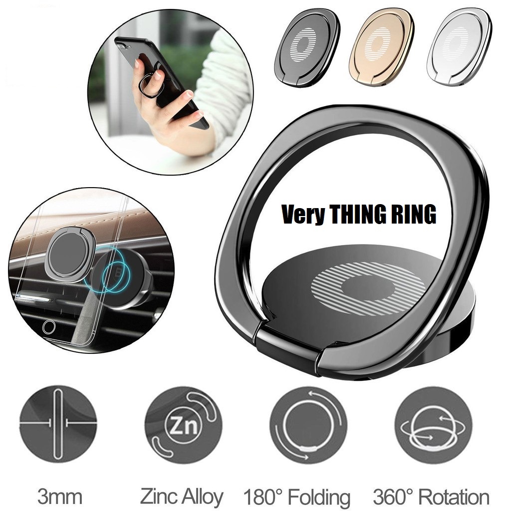 Semesta~ Ring Holder MOTIF Realy Thin Slim Hold Tipis Cincin Hp / Stand Standing Stainless Steel Ant