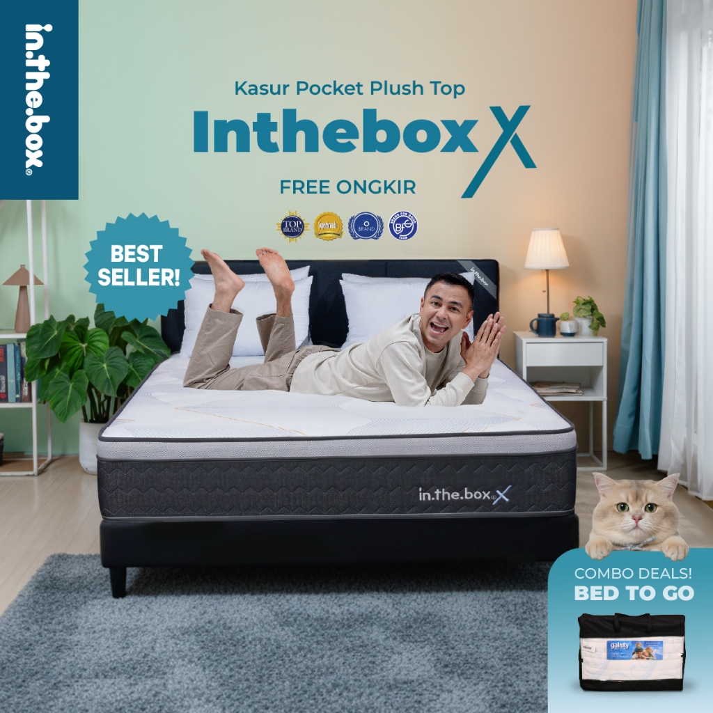 [PROMO] INTHEBOX X (Plush Top) Kasur Spring Bed | GRATIS Kasur Bed To Go + Bantal | Ukuran Kasur 90x
