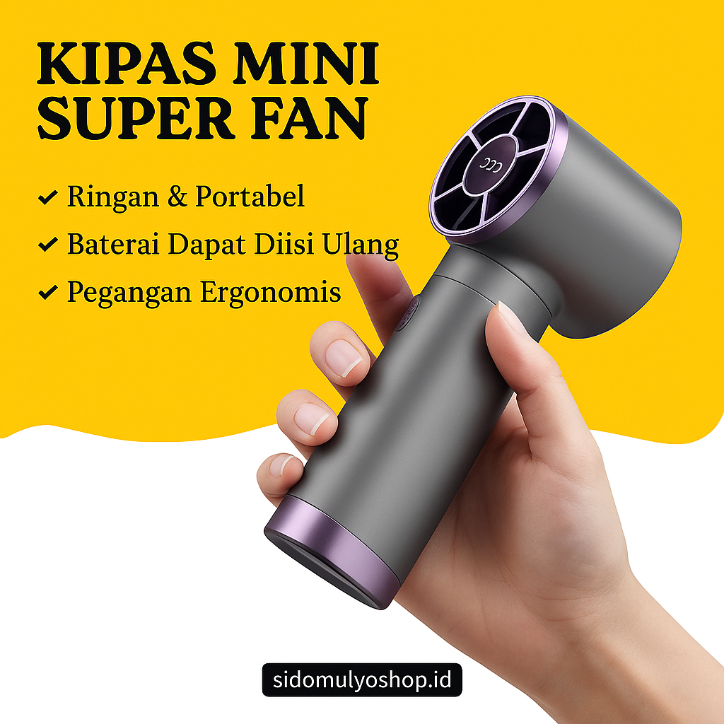 Kipas Angin Portable Mini Portabel Lucu Lipat Kecil Genggam USB Baterai LED Rechargeable 3 Level Sil