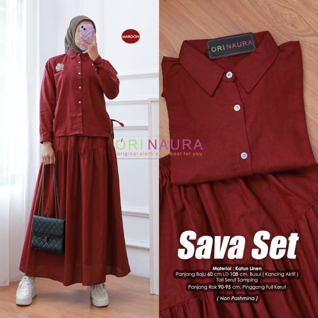 Setelan Polos Elegant Sava Set#1#2 Ori Naura
