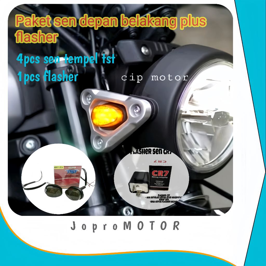 Paket lampu sen tempel TST depan belakang plus flasher