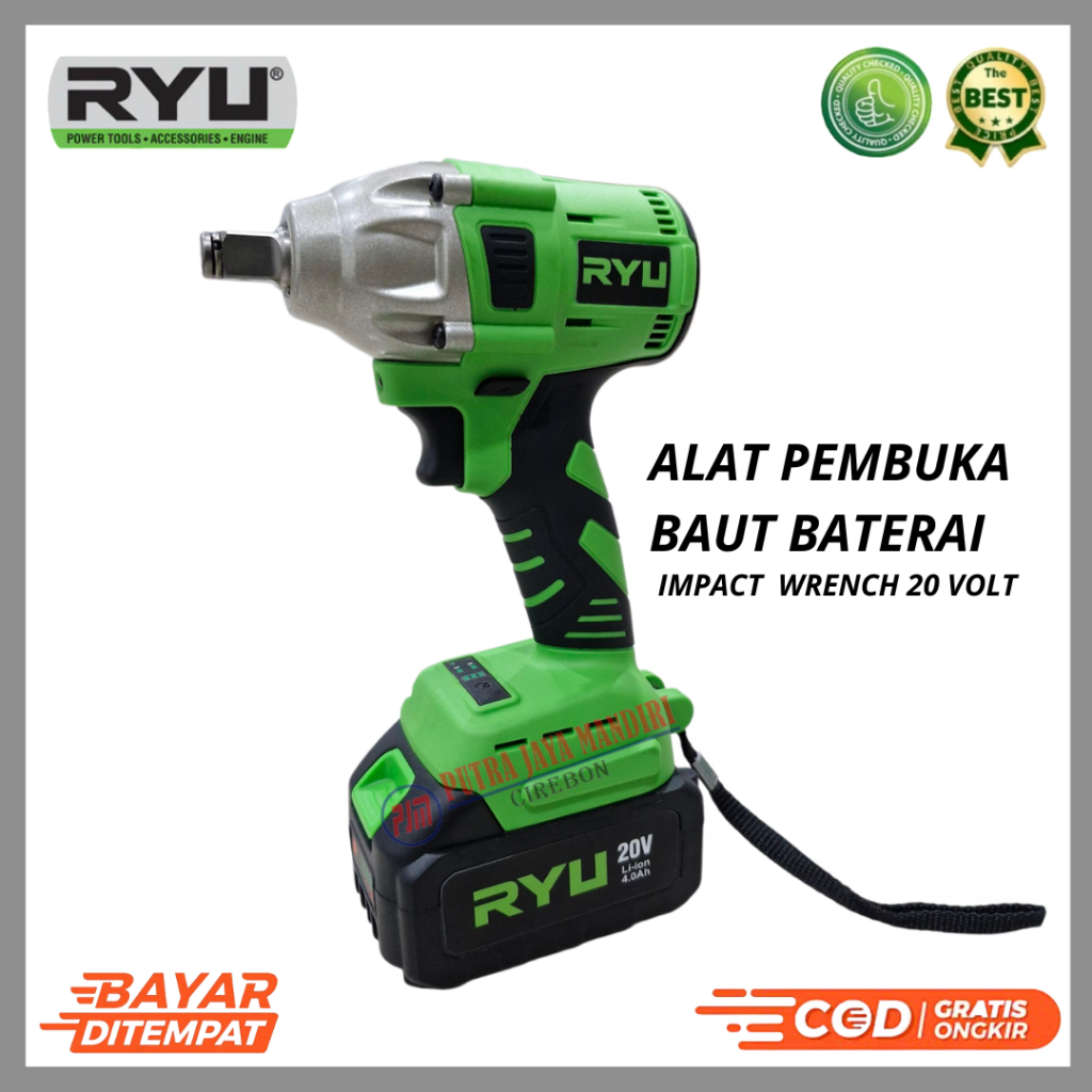 Ryu  Mesin Buka Pasang Baut Baterai Cordless Impact Wrench 20 Volt RCW 20 V 100% Original Bergaransi