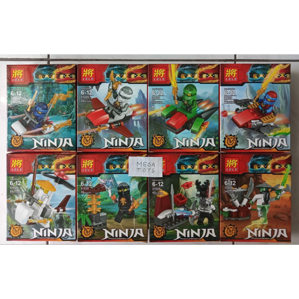 Lego ninjago(merk Lele) 1 set 8 kotak lengkap dengan pesawat nya
