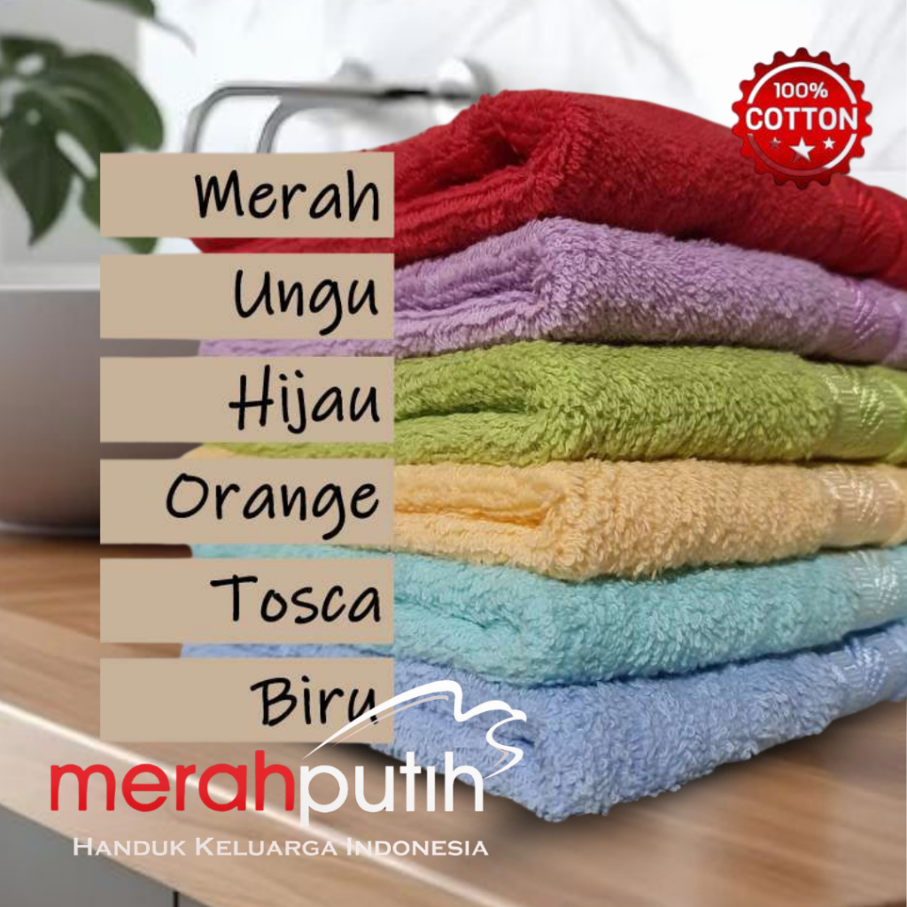 Handuk Merah Putih Ori/Asli 50x100cm Tebal Lembut 100% Cotton