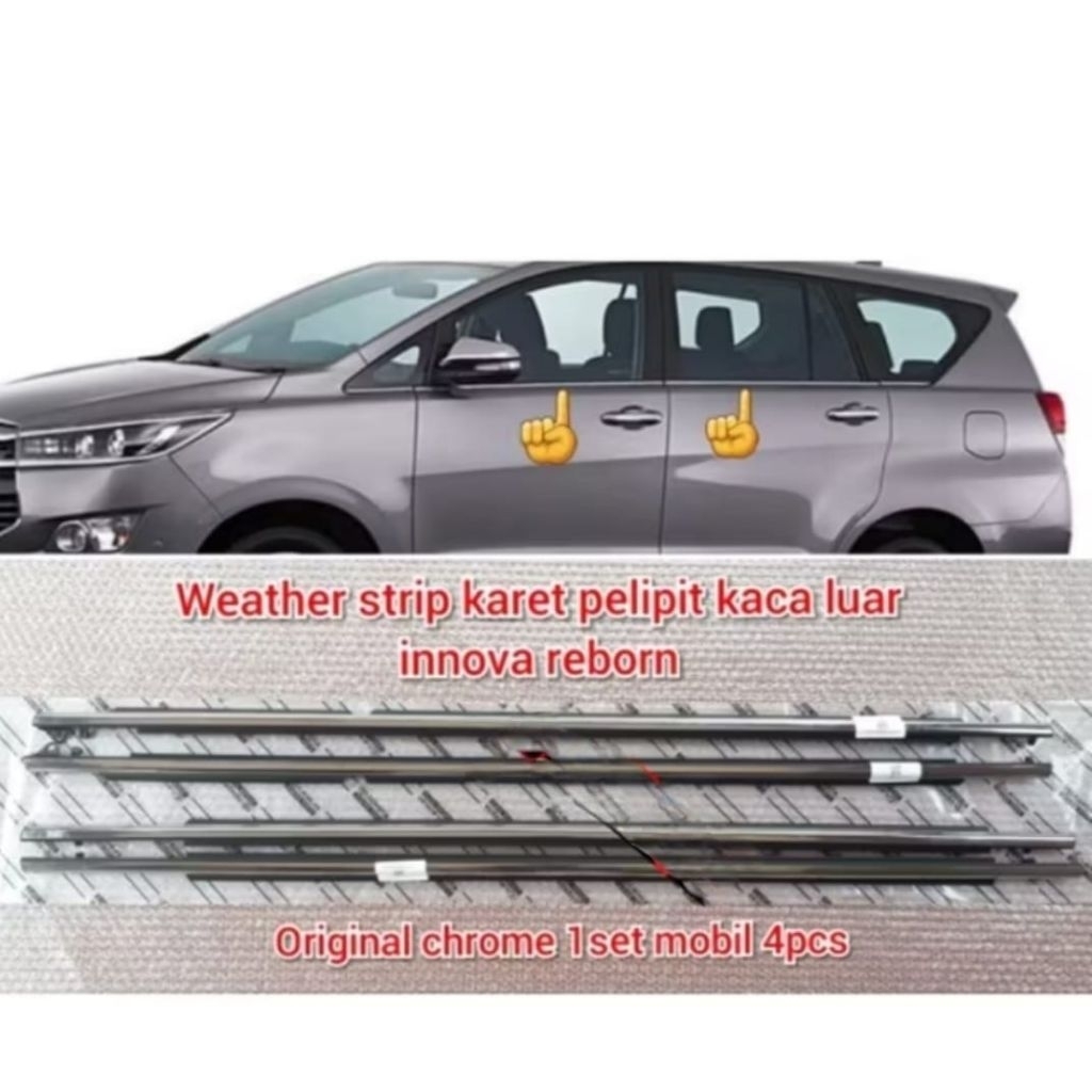 karet Pelipit kaca pintu luar weather strip Toyota Innova reborn chrome original