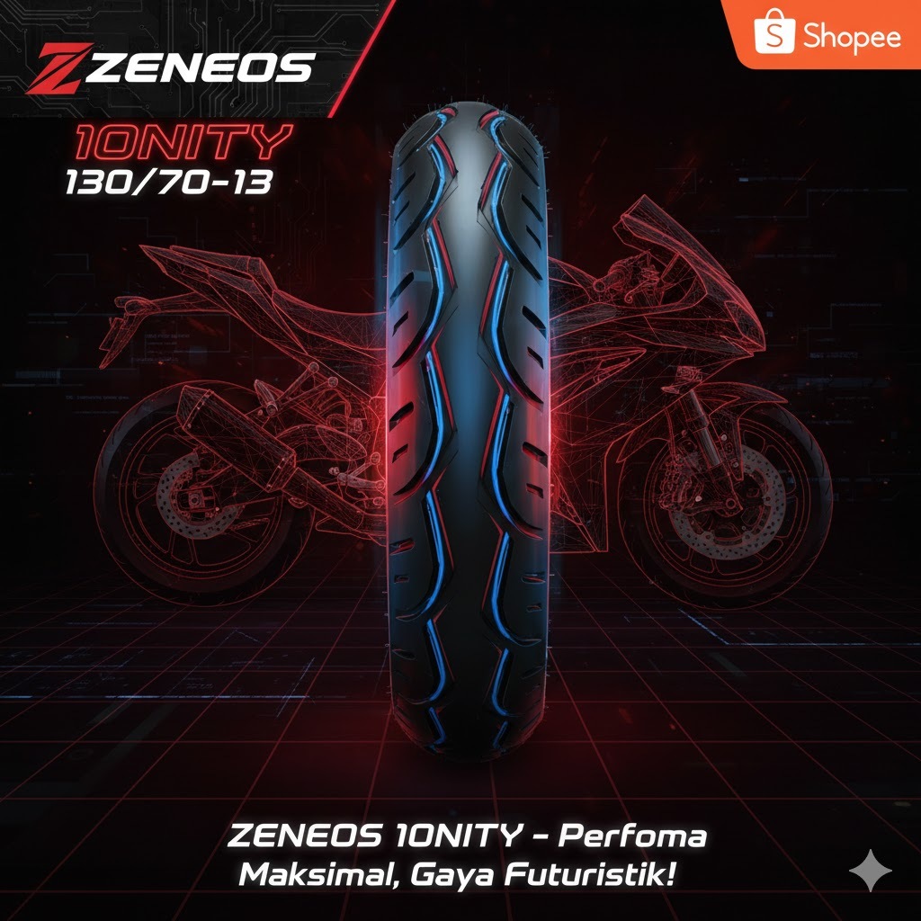 Ban Motor ZENEOS 10NITY 130/70-13 Tubeless – Ban Belakang Skutik Premium Grip Kuat Tahan Lama