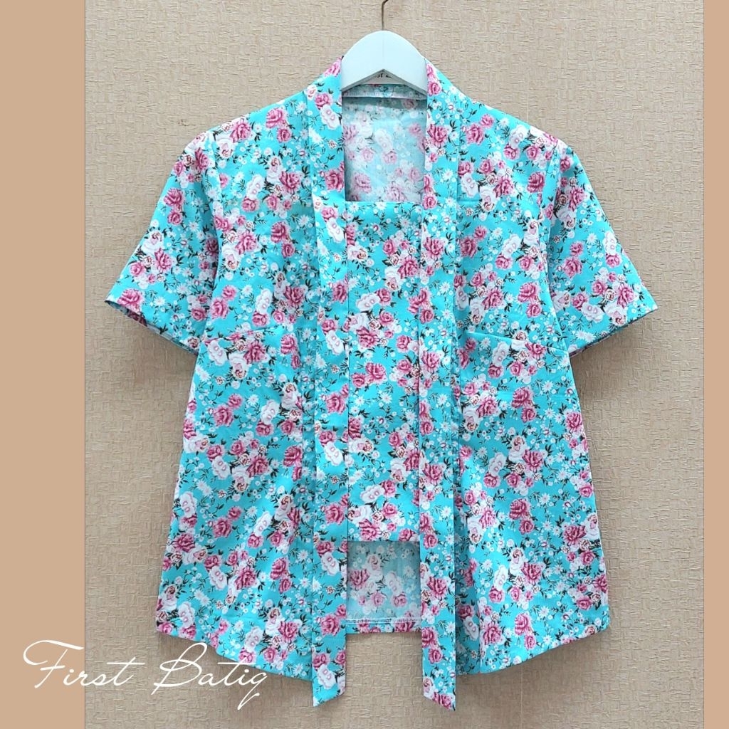 Kebaya Katun Jepang Kutubaru Klasik, Lengan Pendek, Jahitan Penjahit, Rapih