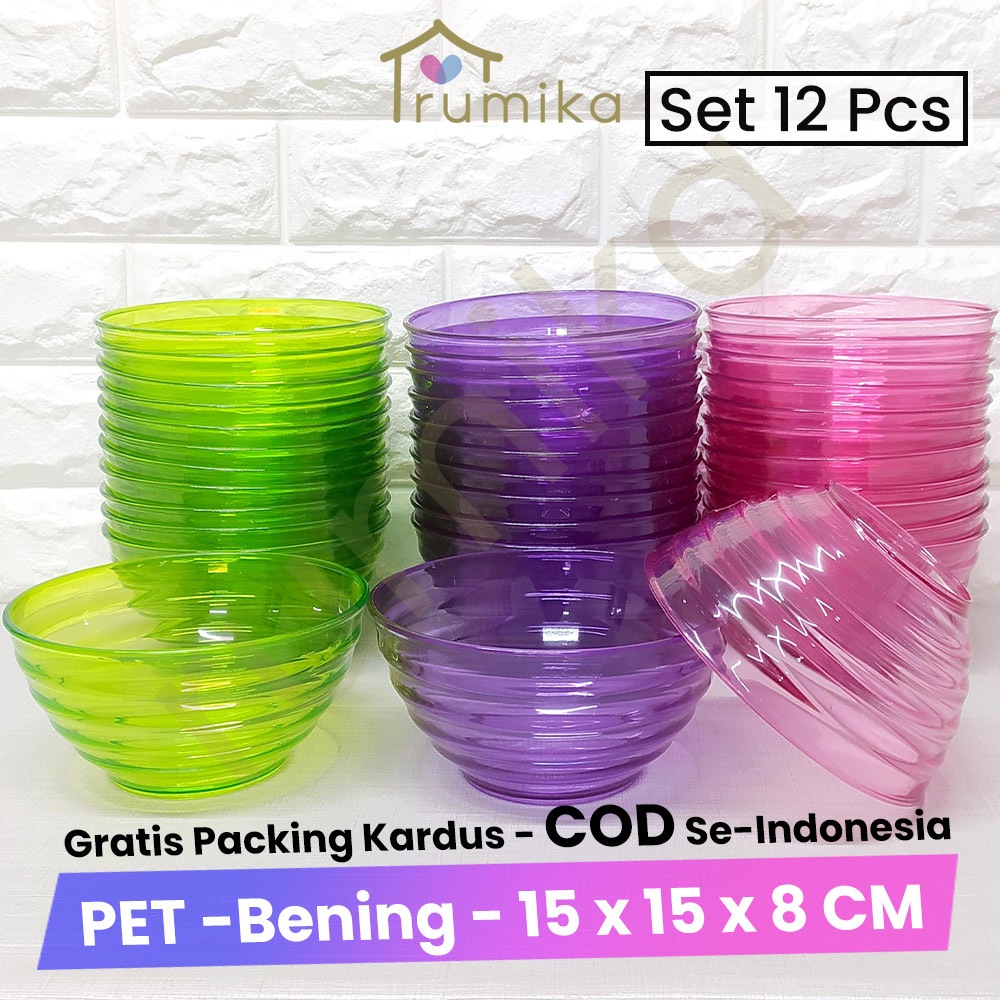 [Set 12 Pcs] Mangkok Yumi Plastik Bening Tebal / Mangkuk Plastik Kecil / Mangkok Clear Food Grade