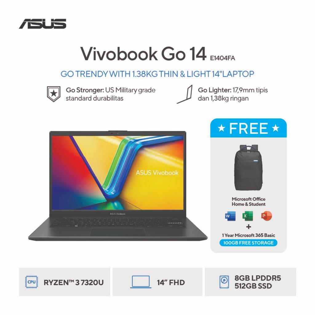 ASUS Vivobook Go 14 E1404FA IPS AMD Ryzen 3 7320U/RYZEN 3 30 IPS / AMD Radeon Graphics / 8GB / 256GB