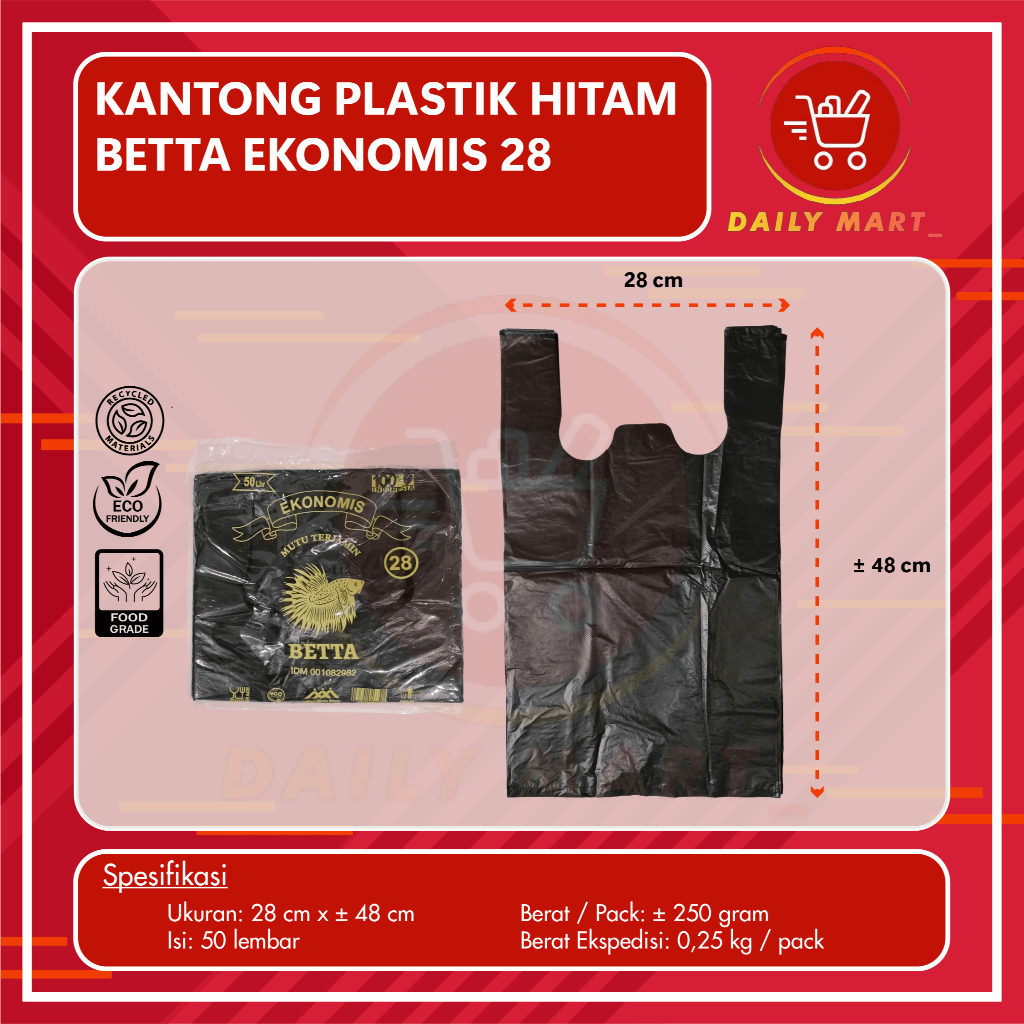 Plastik Ekonomis HD 28 | Kresek Kacer Hitam Ukuran 28