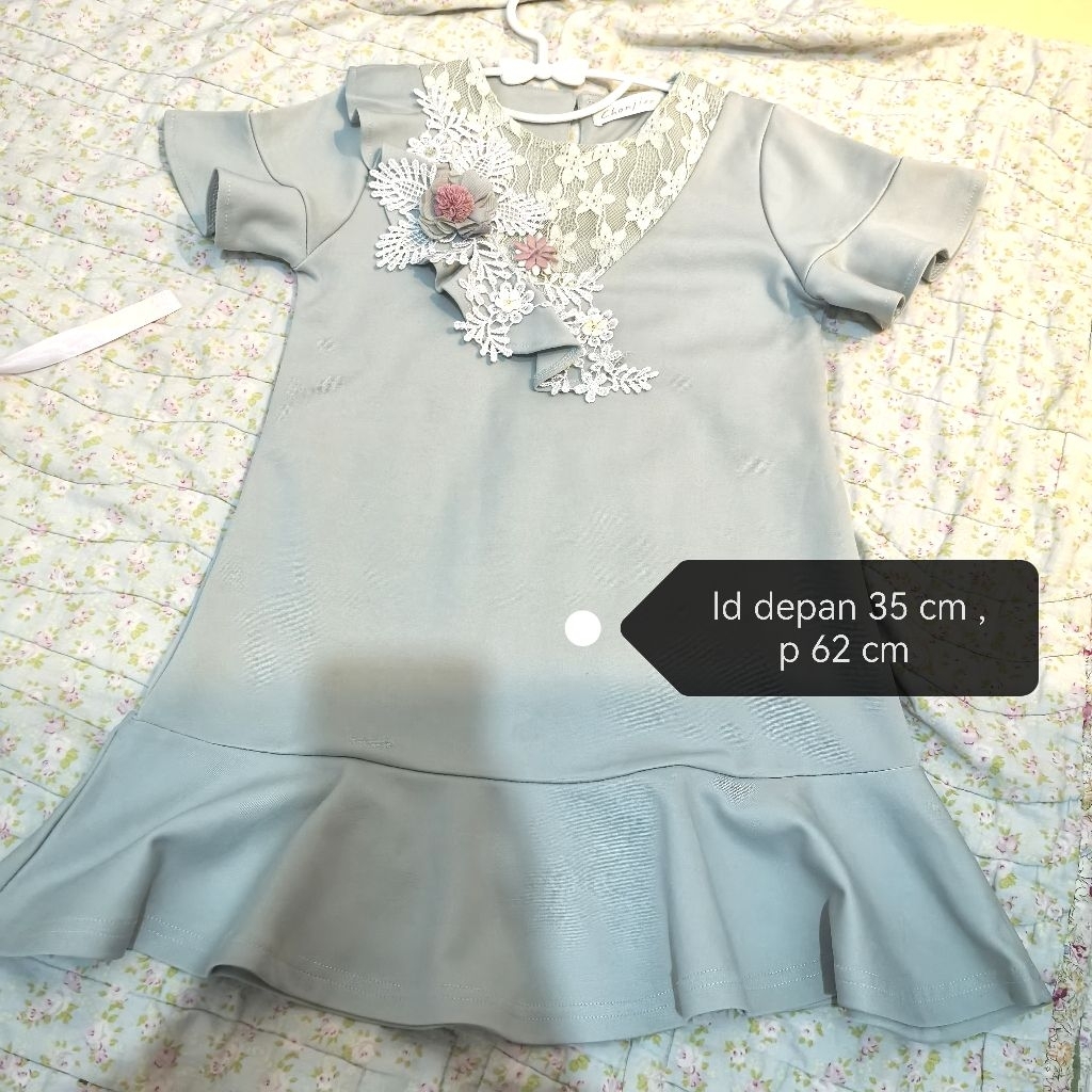 dress terusan anak murah Sage bunga pesta party