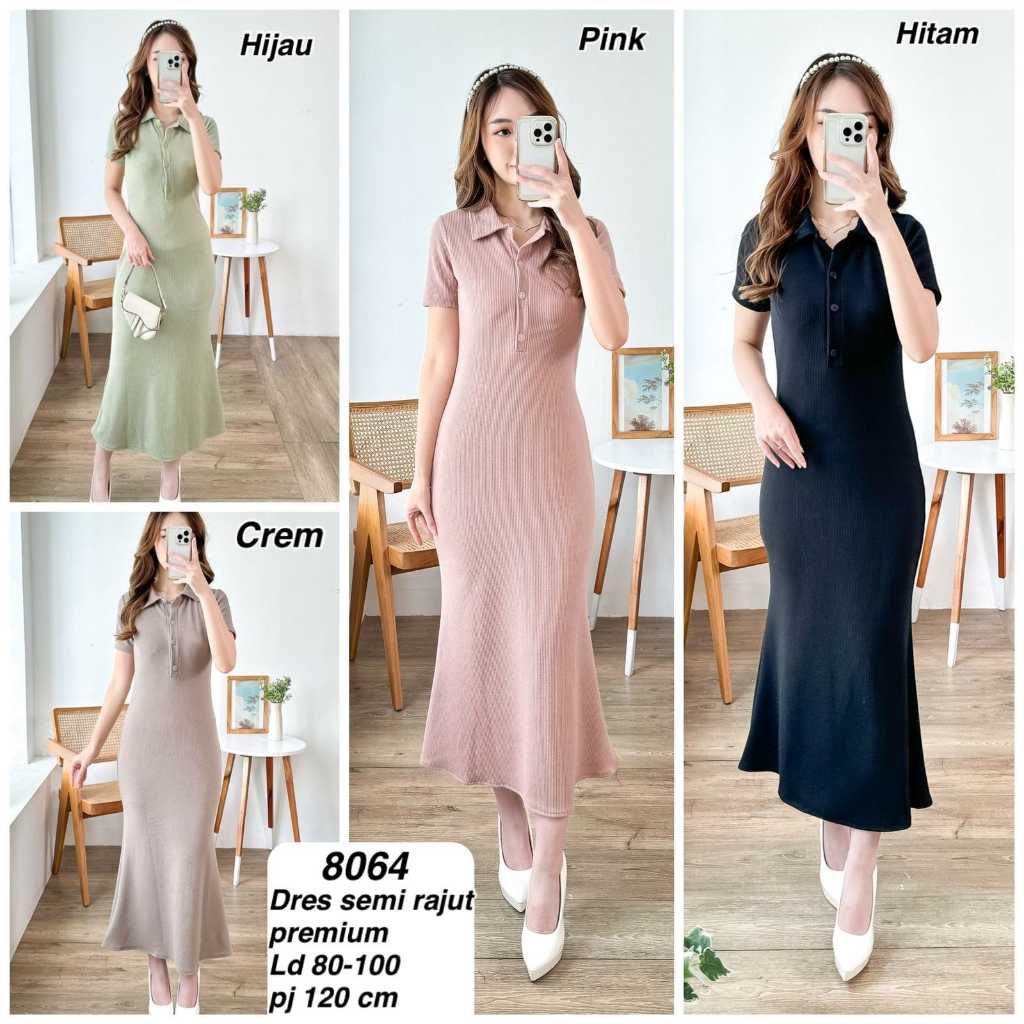 dres wanita bahan semi rajut premium import 8064