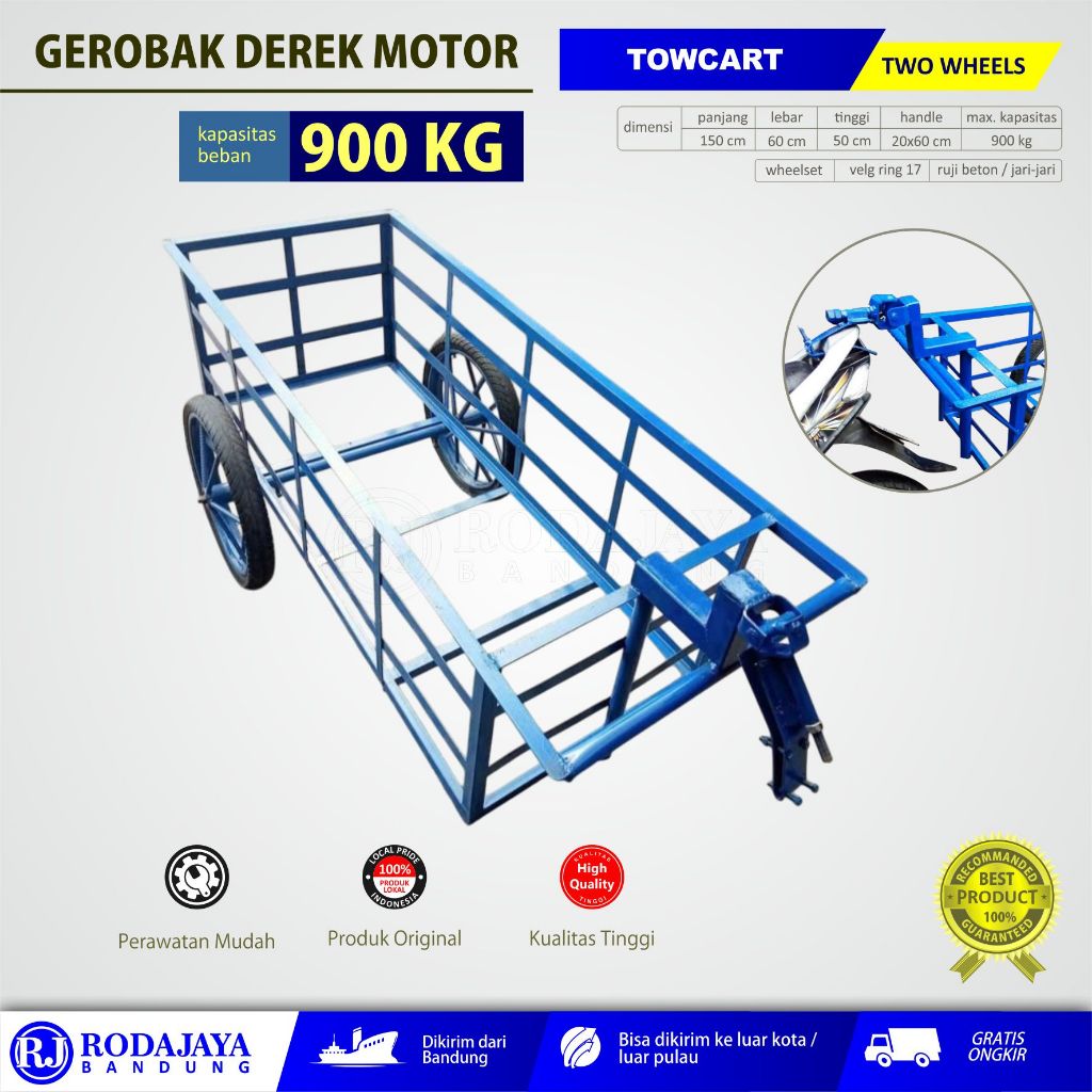 Tow Cart / Gerobak Derek Motor Praktis Siap Pakai / size JUMBO kapasitas 900 kg / gerobak multifungs