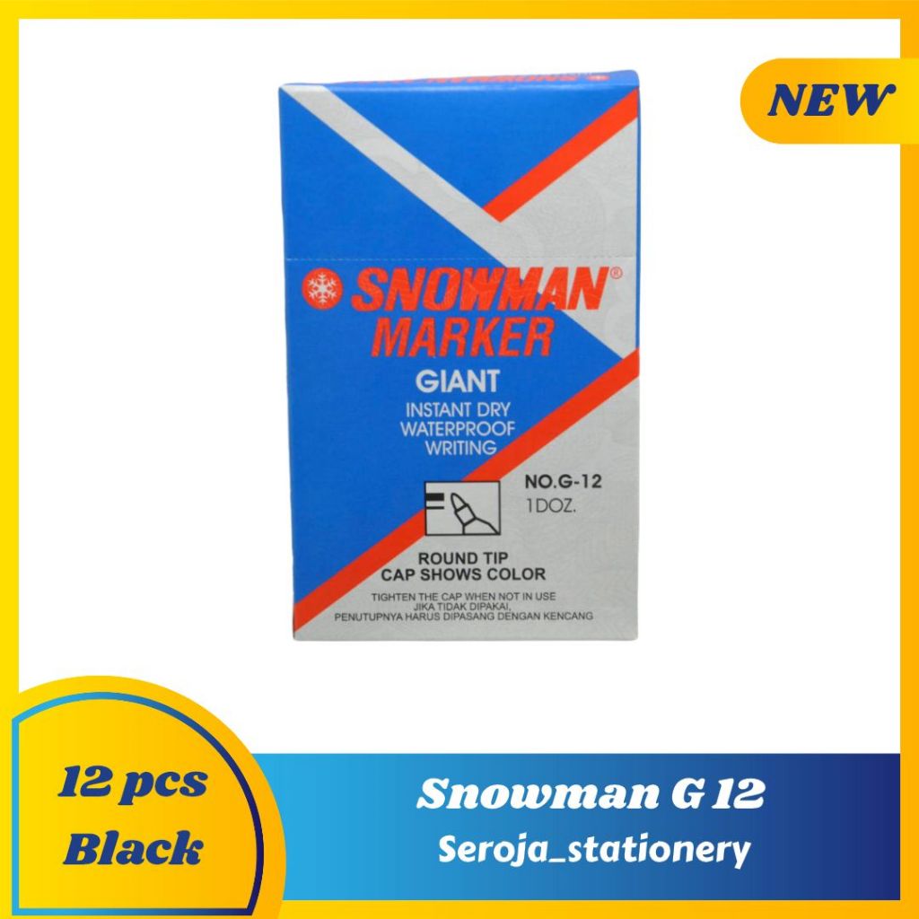 SPIDOL SNOWMAN G-12 PERMANEN 1 LUSIN ( 12 PCS ) HITAM | BIRU | MERAH