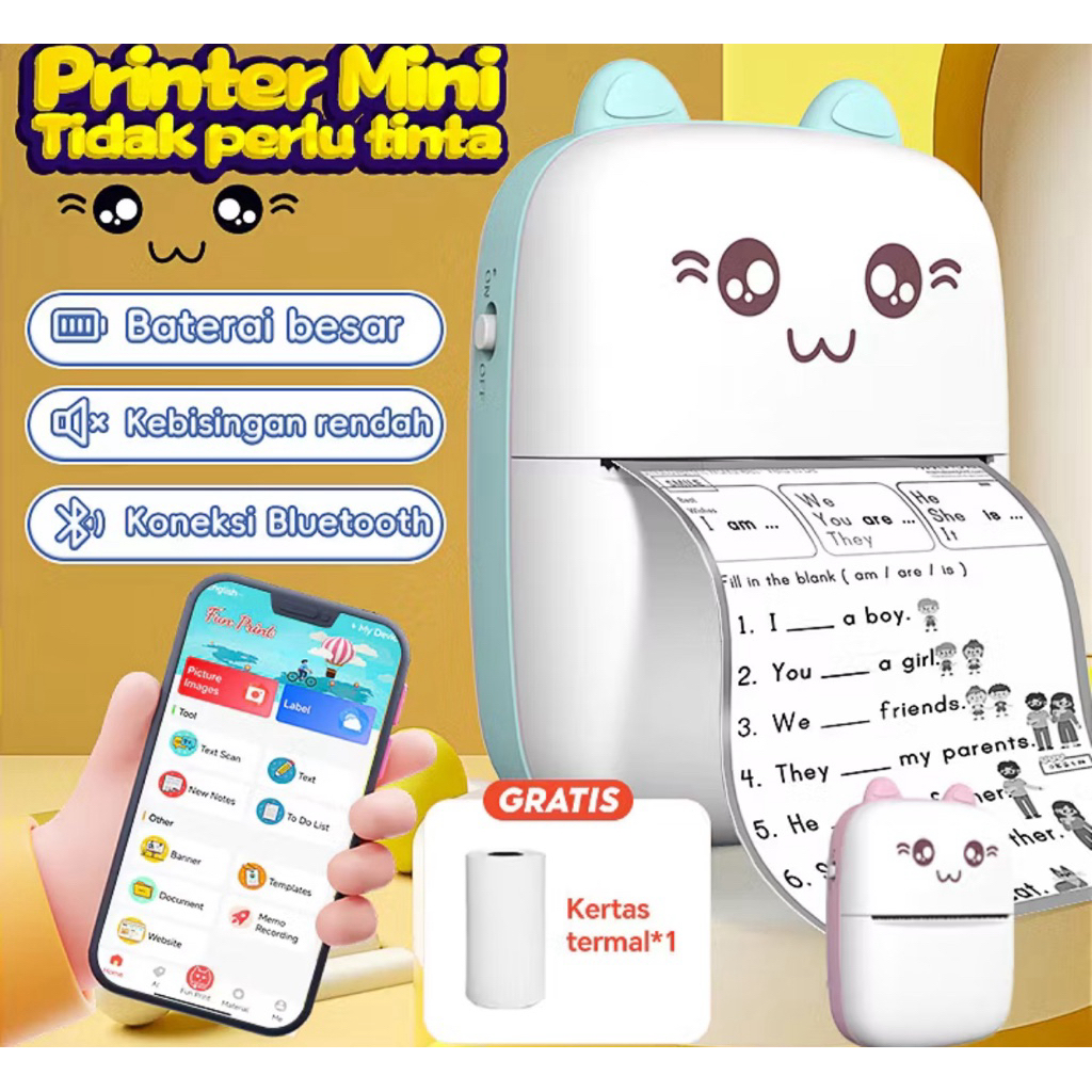 COD Mini Cute Thermal Printer Bluetooth Portable Label Printer Picture Foto Receipt Barcode