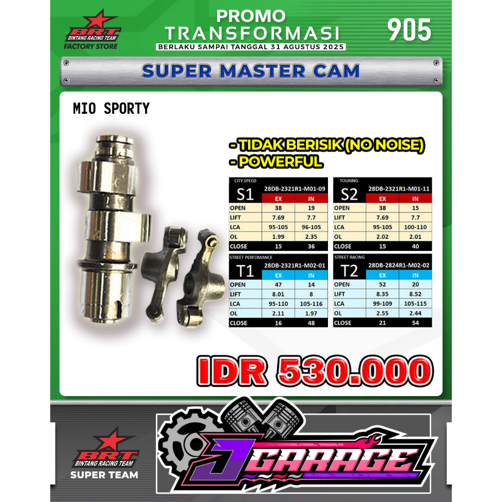 Noken As BRT Mio Karbu - Master Cam BRT Mio Sporty Smile / Tipe S Tipe T Tipe R / T1 T2 S1 S2 R1 RRA