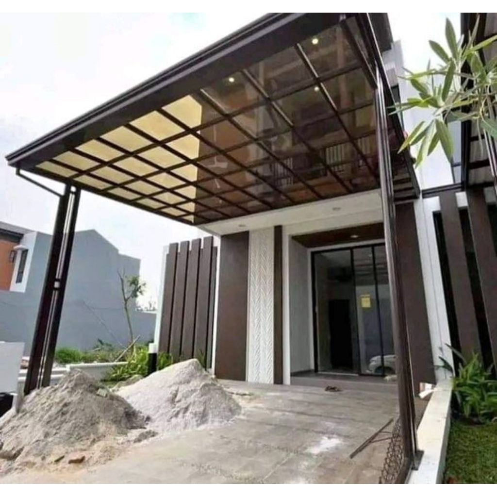 kanopi atap solarflat teraspran rangka hollow galvanis