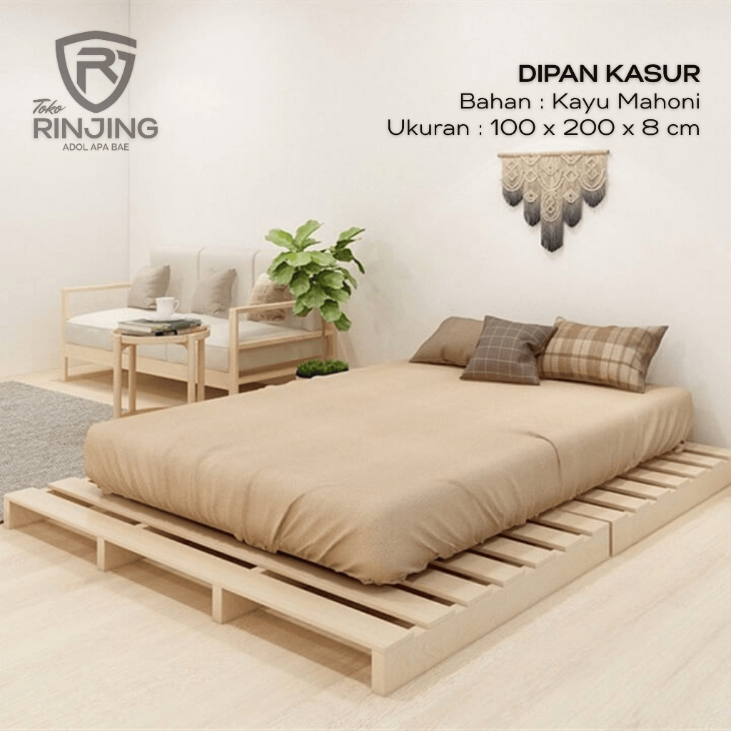 Dipan Kayu Mahagoni Minimalis Aesthetic 100x200 || Tempat Tidur Kayu Lesehan Finishing Halus