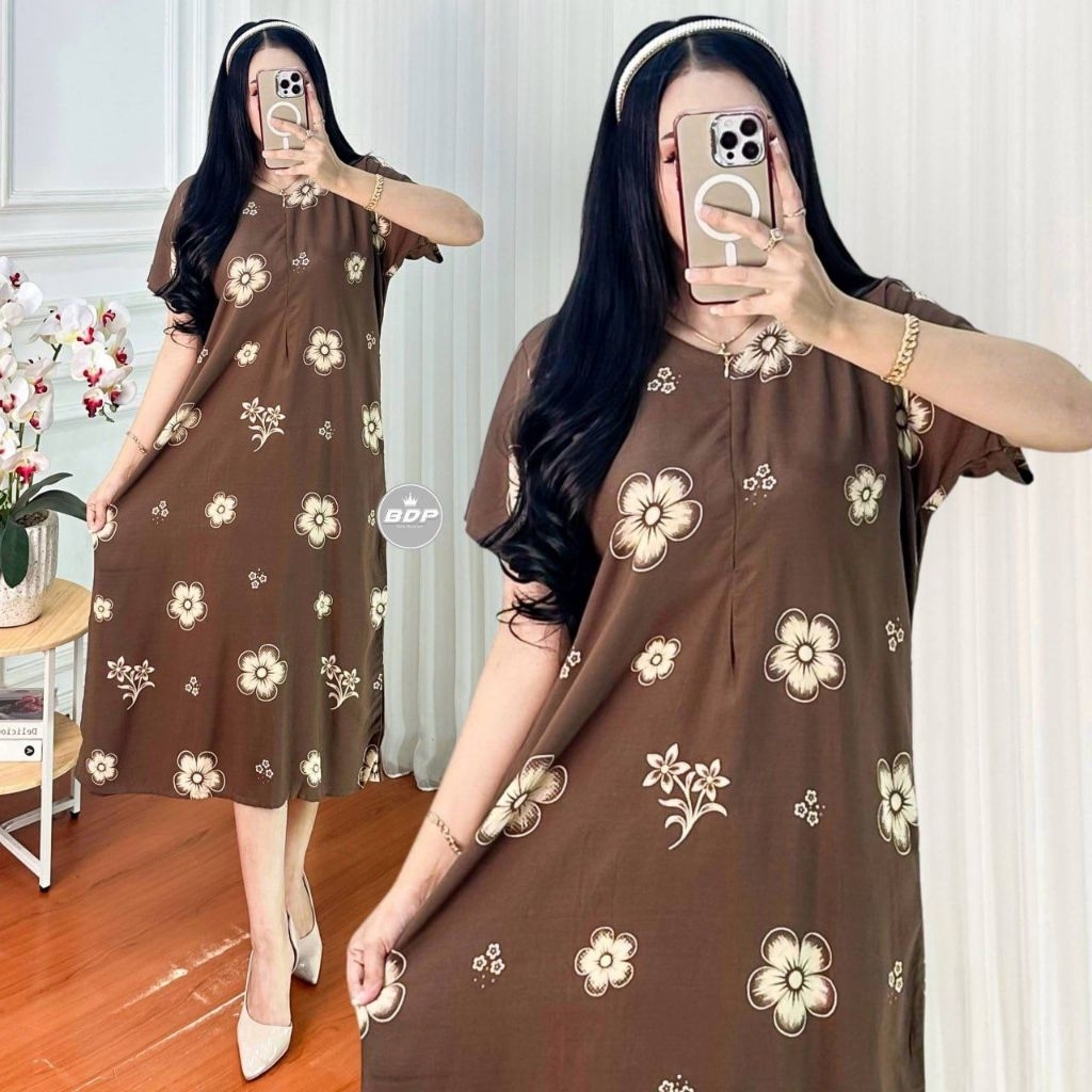 daster motif bunga kekinian