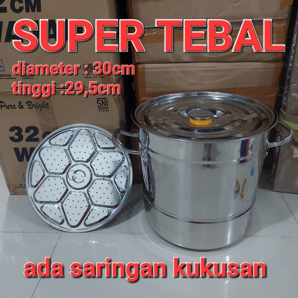 Panci kukusan stainless 30 cm/panci dandang stainless 30 cm