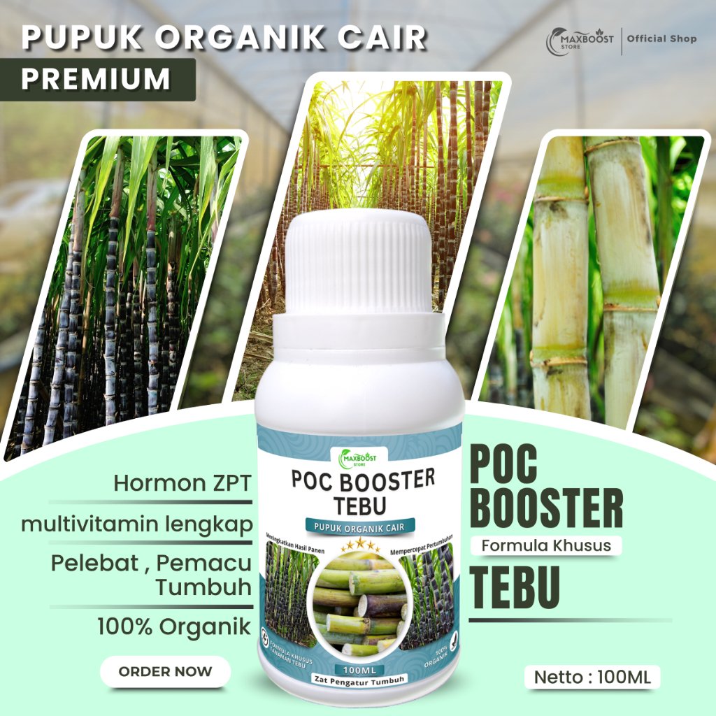 POC BOOSTER TEBU 100ML  - Pupuk Organik Cair dan ZPT - Mempercepat Pertumbuhan & Pelebat, Pupuk Orga