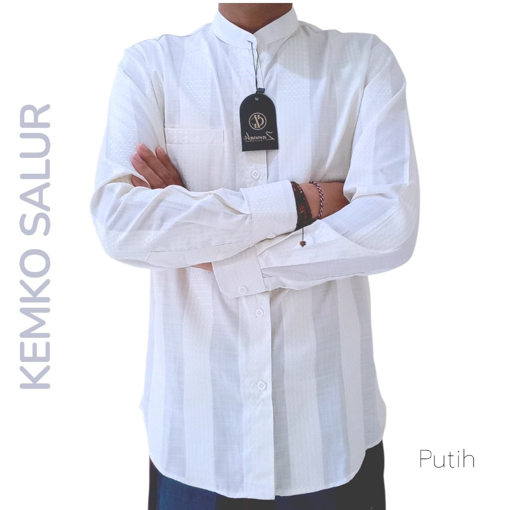 Kemko salur | Kemeja Koko | Koko Pria Lengan Panjang | Kemeja Pria Lengan Panjang | Koko putih