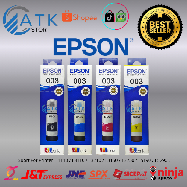 Tinta Epson 003 Black & Tinta Epson 003 Color L1110, L3110, L3210, L3150, L3250, L5190, L5290