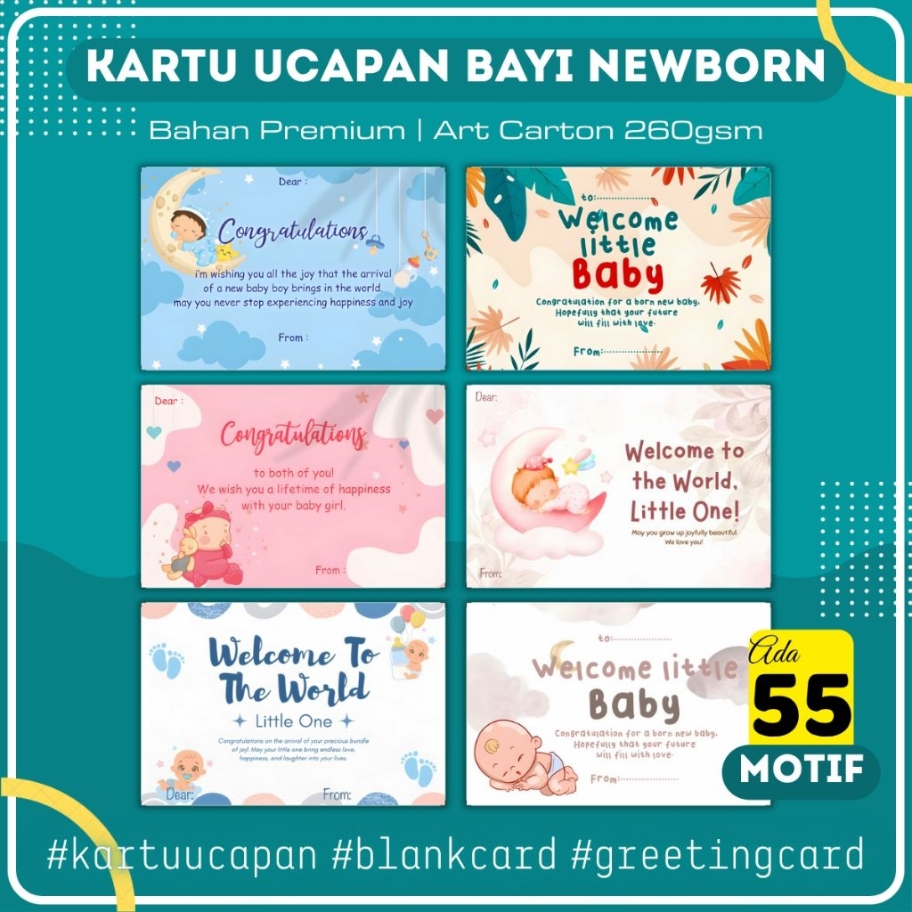 KARTU UCAPAN BABY NEW BORN | NEW BORN CARD | GREETING CARD NEW BORN | GIFT CARD NEW BORN | KARTU UCA