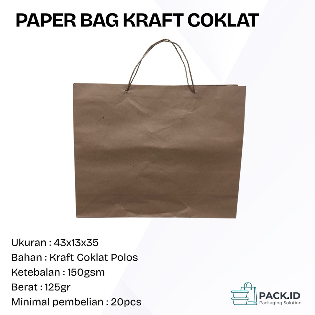 PAPER BAG KRAFT POLOS COKLAT JUMBO / PAPER BAG COKLAT POLOS / PAPER BAG KRAFT POLOS / TAS KERTAS / T
