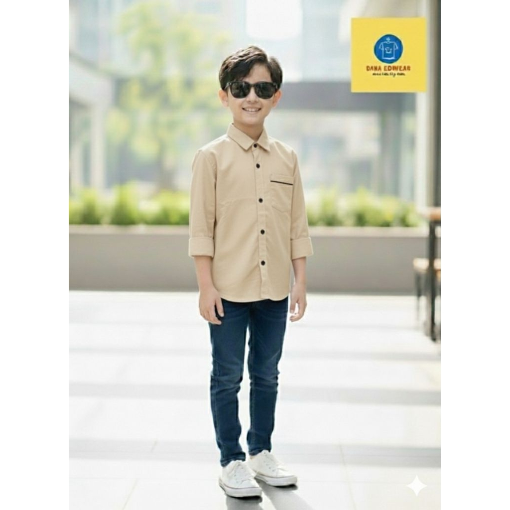 Kemeja anak laki-laki bahan katun/Kemeja anak laki-laki casual/Kemeja katun asli/Bahan adem dan ring