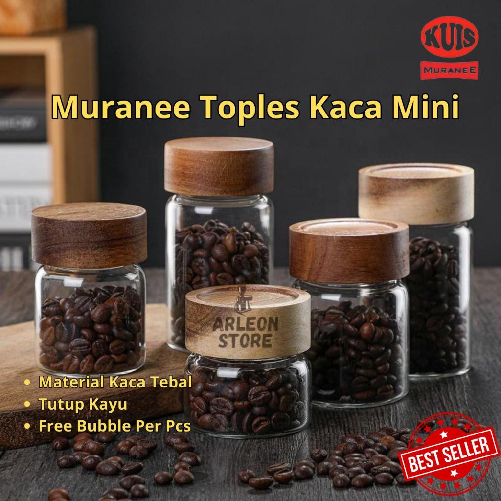 Toples Kaca Mini Muranee Toples Kaca Bumbu Tutup Kayu