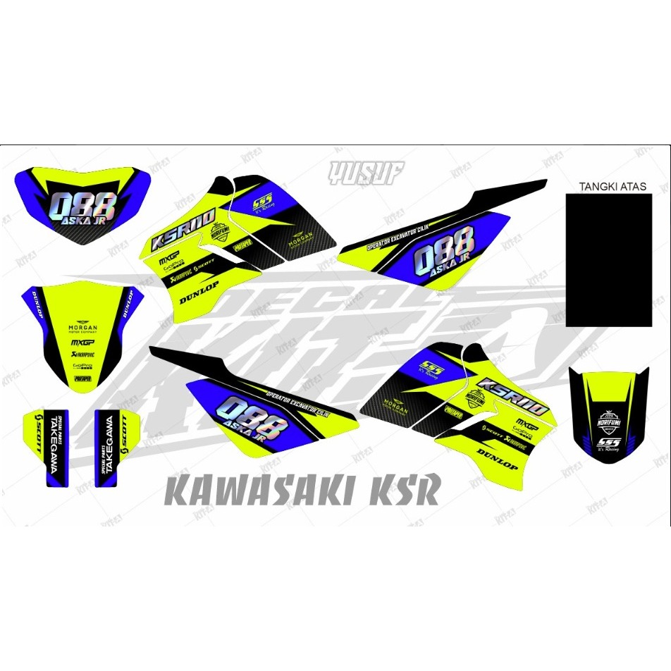 Decal stiker motor KSR fullbody Motif Bergaris Merah D-KSR-001