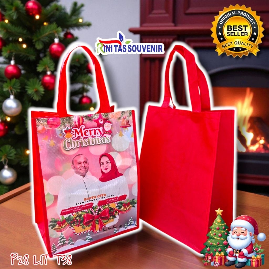 Tas hampers Imlek Tas Hampers Natal Full Kain / Belakang Mika Ukuran Dan Desain Custom