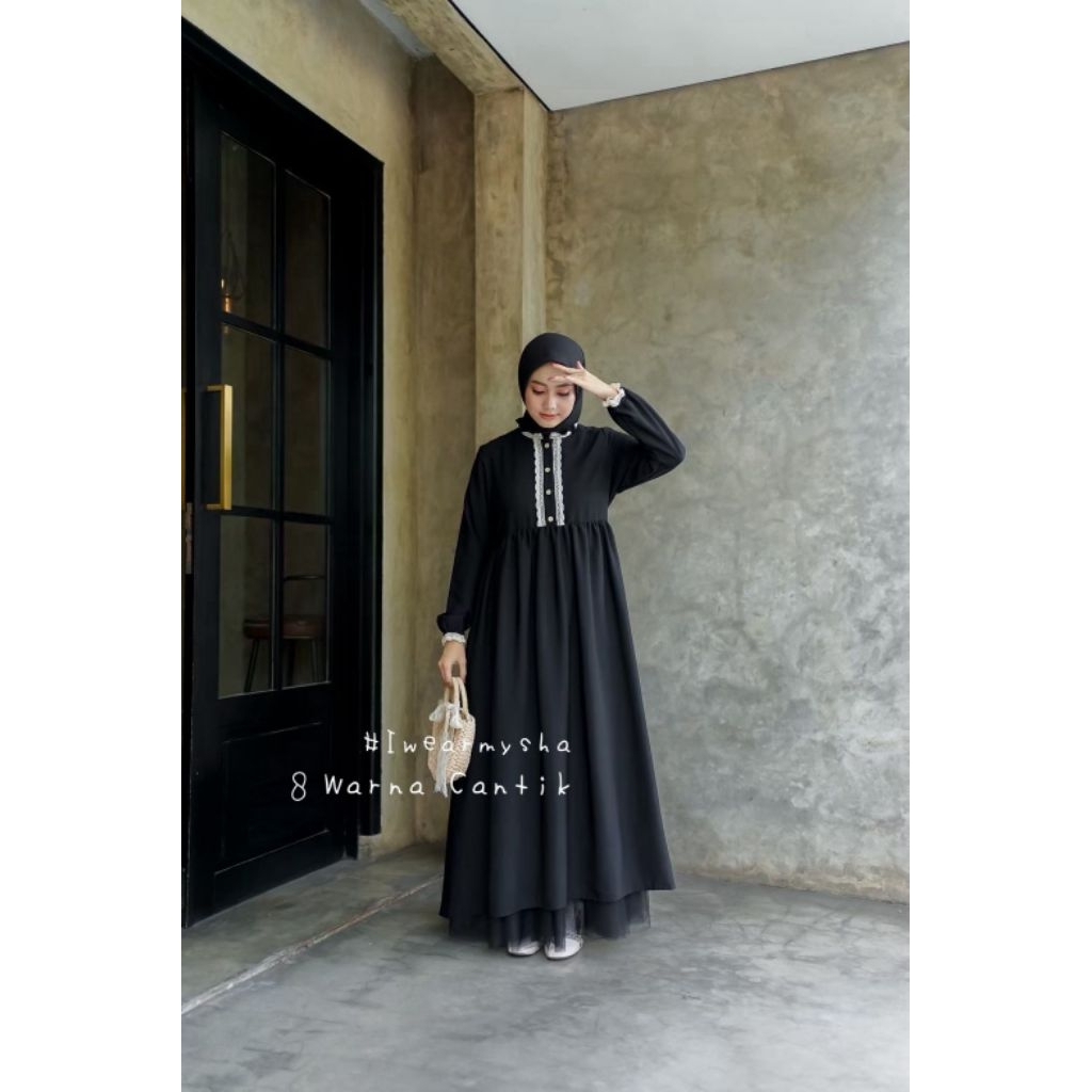 Mysha Iwearmysha EMILY DRESS Gamis Polos Korean Vintage Premium Size S M L XL