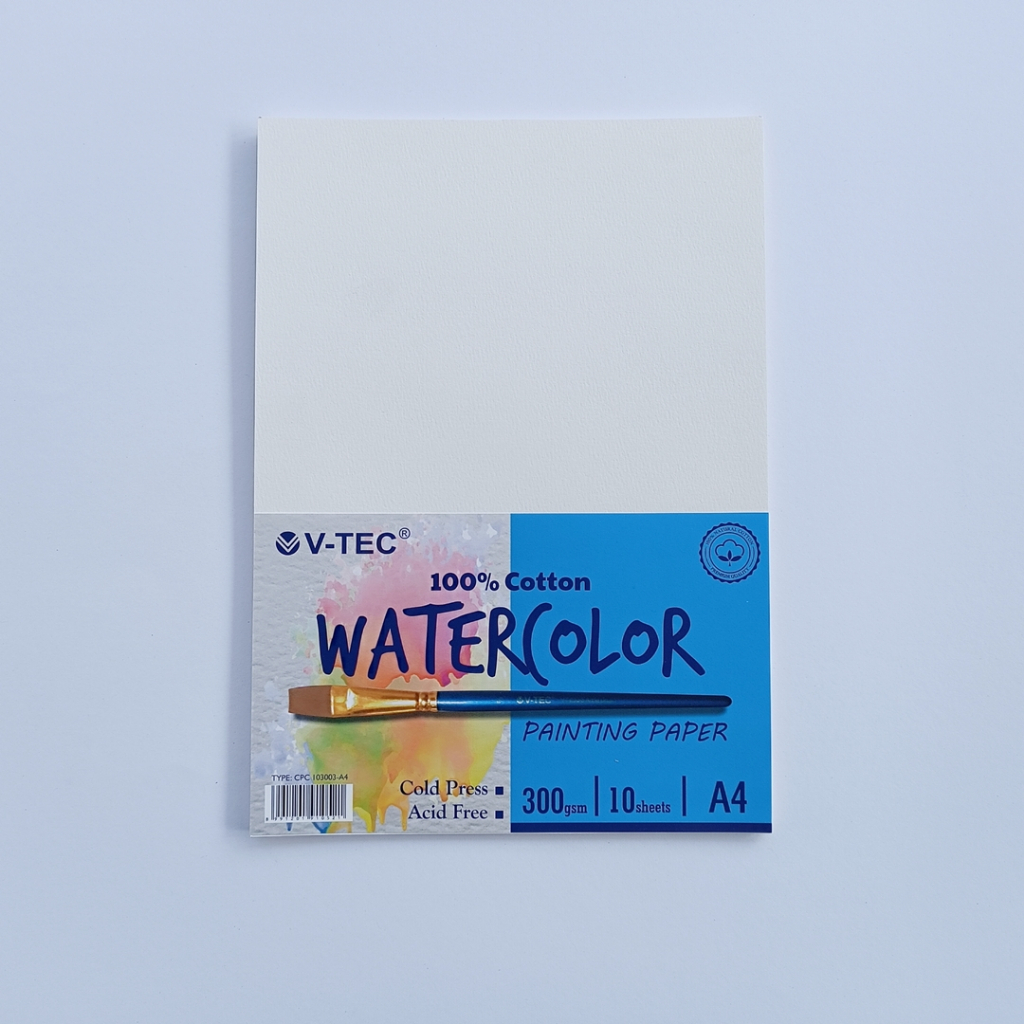 V-Tec Watercolor Paper 300 Gsm Uk.A4 / Watercolor Paper / Paper Cotton Cold Press