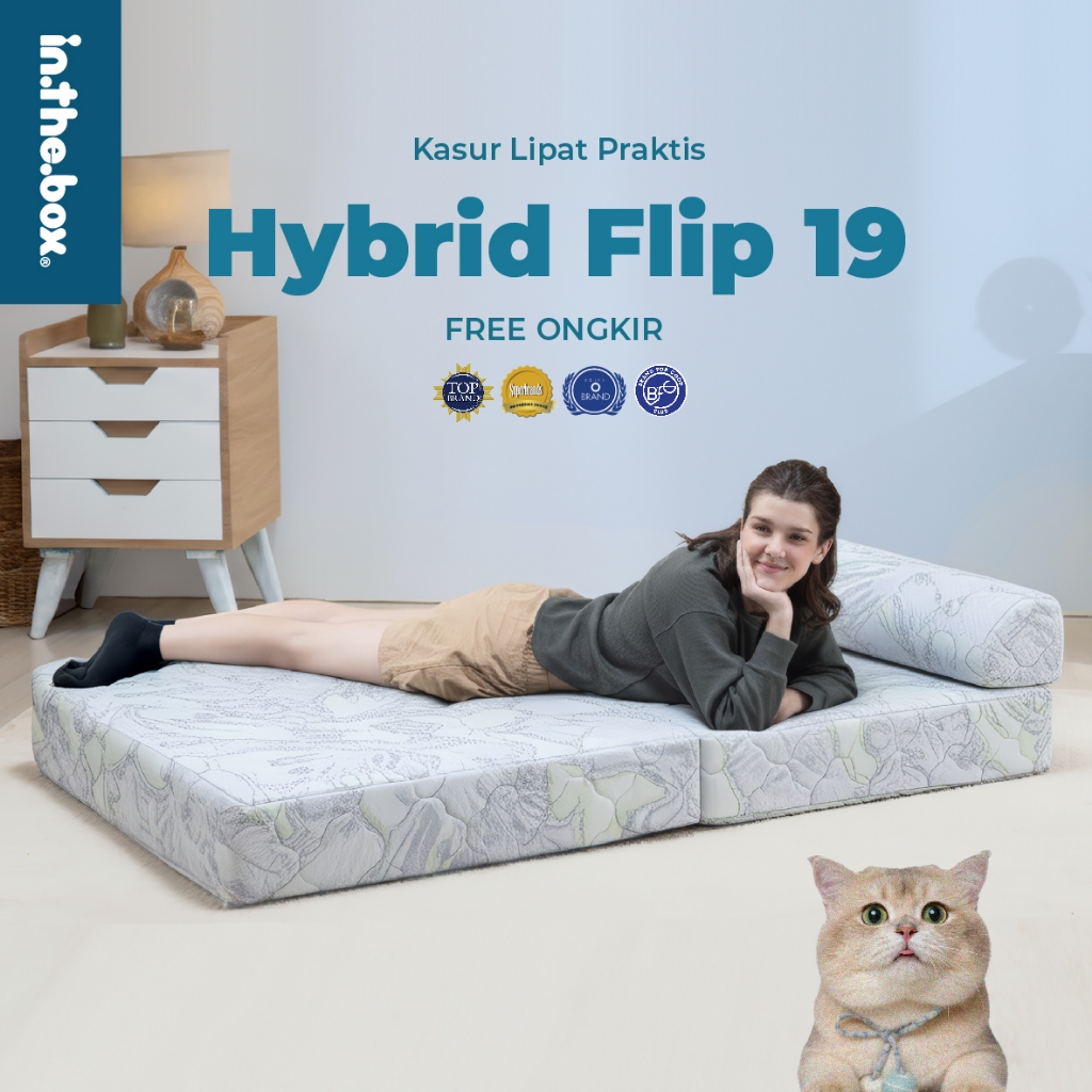Kasur Lipat Busa Empuk INTHEBOX Hybrid Flip 19 | Free Bantal