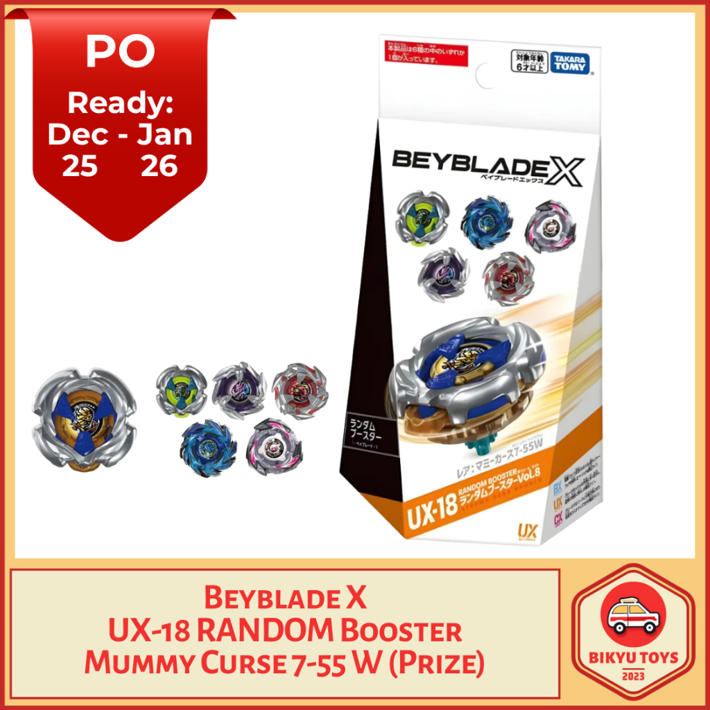 Beyblade X UX-18 Mummy Curse 7-55 W Bit Wedge Random Booster Set Pegasus Brush Sol Brave Dran Dagger