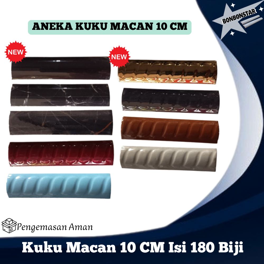 Kuku Macan 10 cm / Bonbon ulir / bon-bon ulir  dan Polos Motif / kuku macan keramik Pakcing Aman HAR